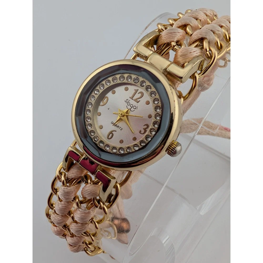 Sloggi Watch Women‎ 25mm Gold Case Pink/Gold Adjustable Band- New Battery